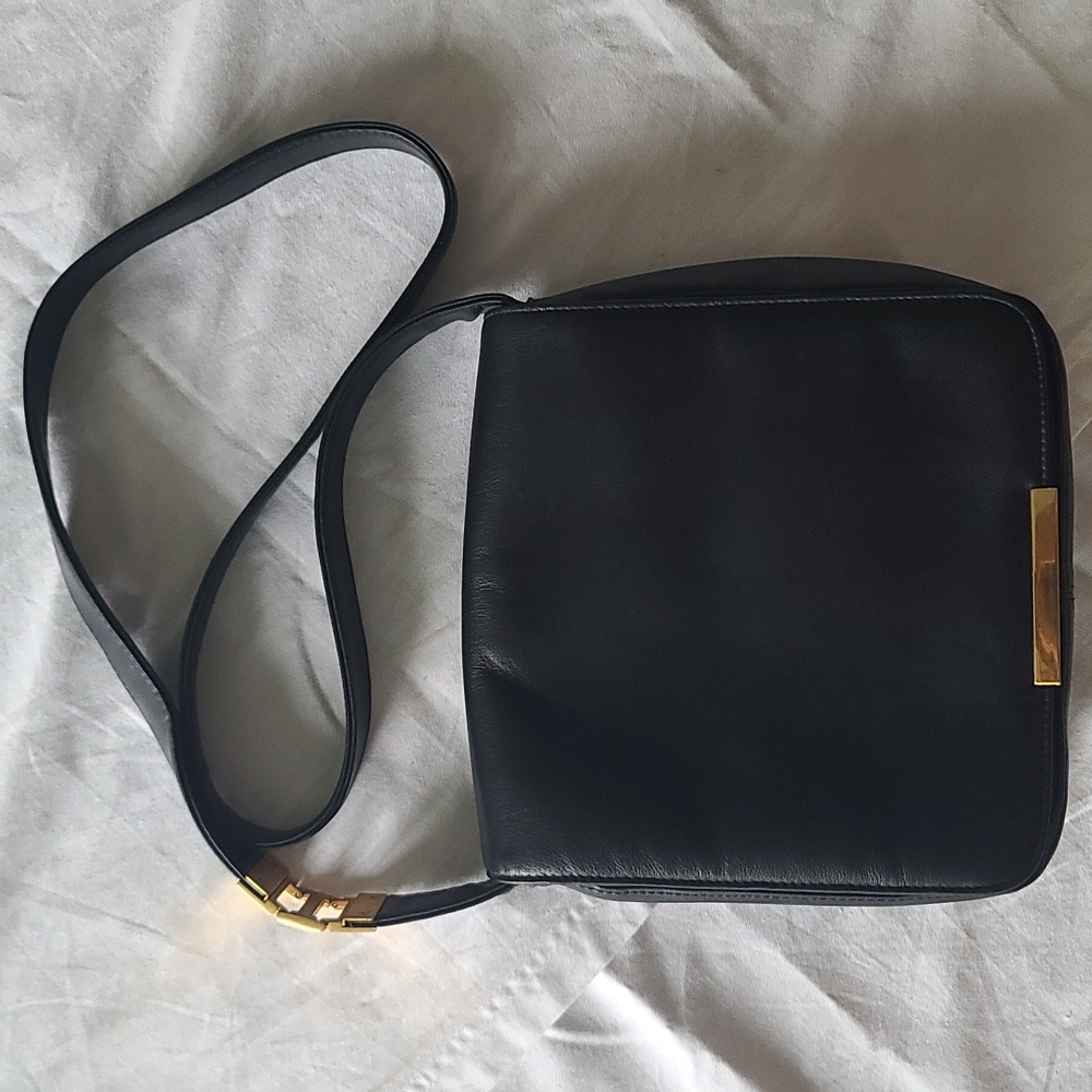 Black genuine Leather with brass detail purse Jennifer Moore